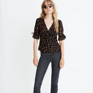 Madewell Silk Daylight Top in Feline Floral Size 2